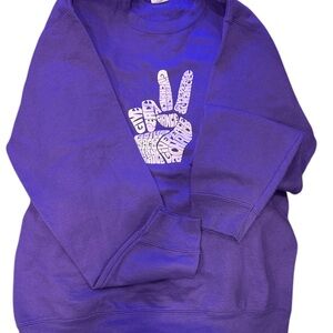 ✌️ Peace Out Word Art Sweatshirt – Port & Company Purple (Size M)